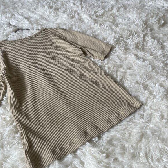 Yumi Ribbed 3/4 Sleeve Top Size M Beige - Picture 6 of 7